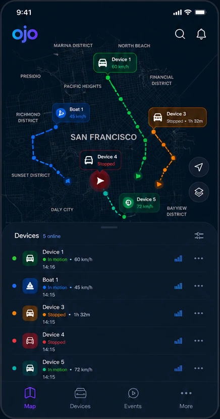 OjO Mobile - Live map tracking